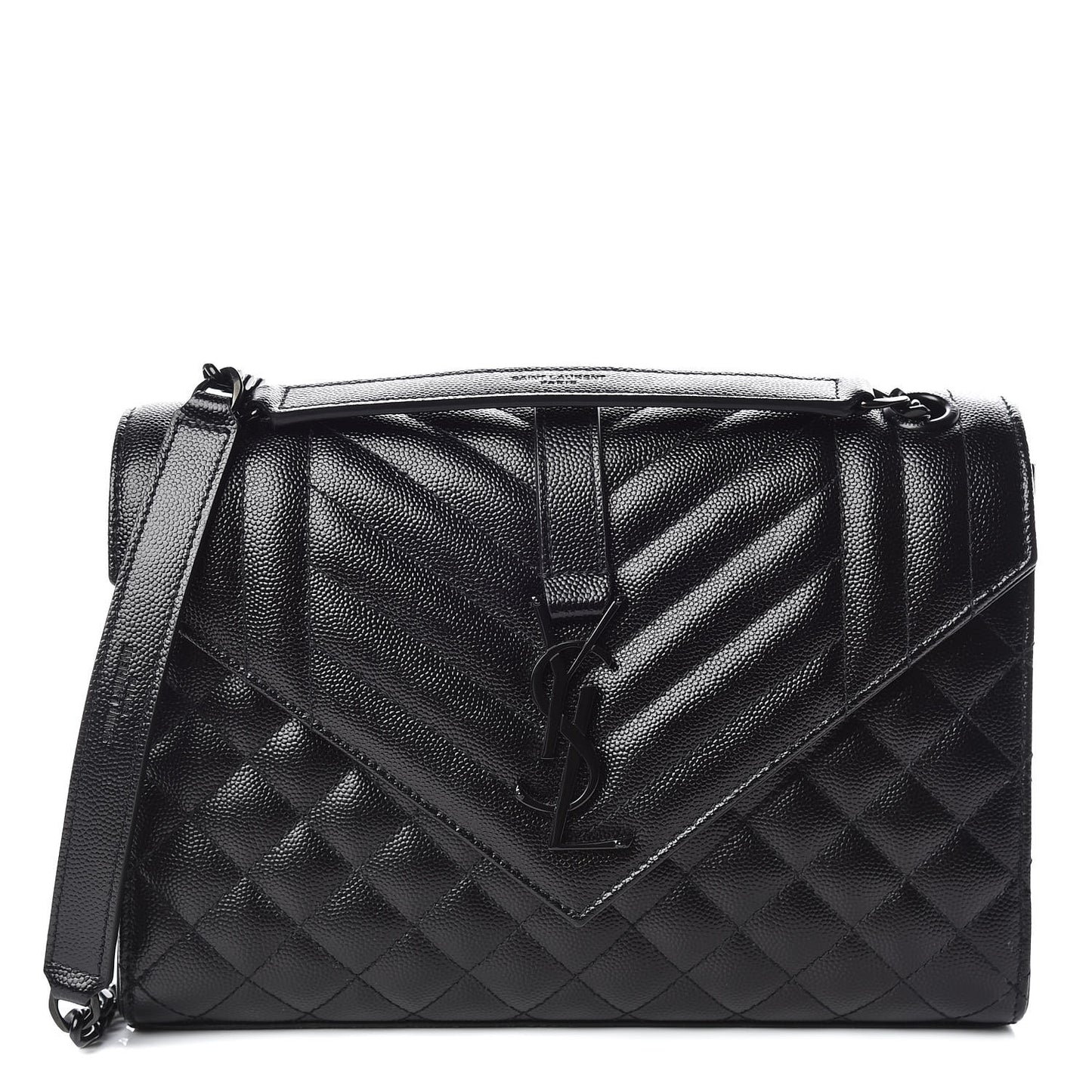Grain De Poudre Textured Mixed Matelasse Triquilt Medium Monogram Satchel Black