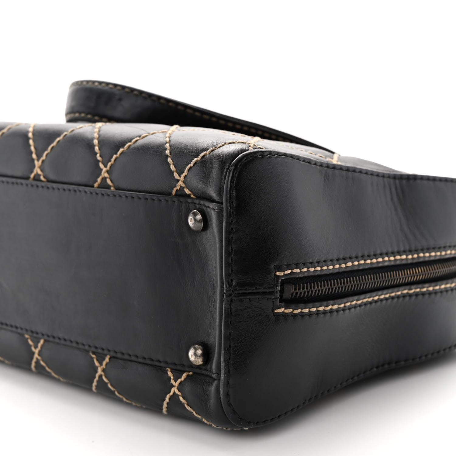 Chanel Calfskin Contrast Stitch Surpique Bowler Dark Brown 9 of 9