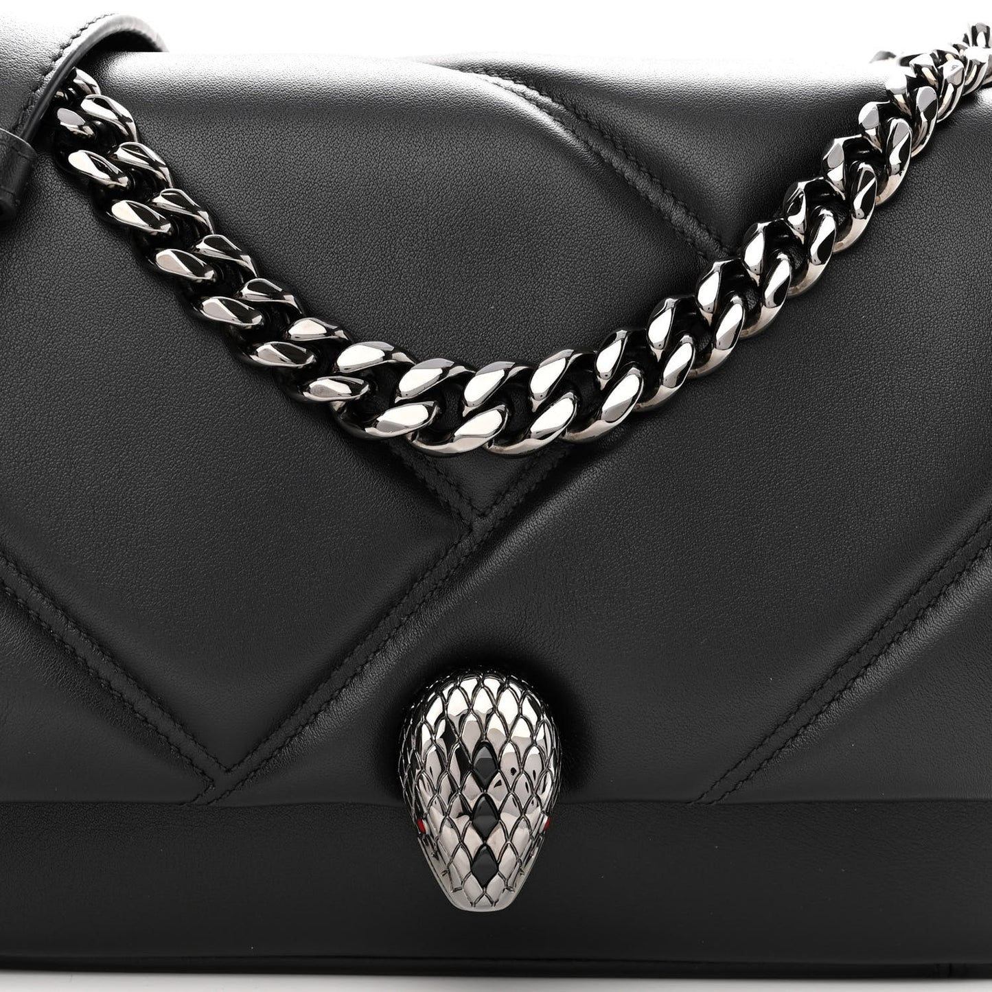 Calfskin Matelasse Serpenti Cabochon Crossbody Bag Black