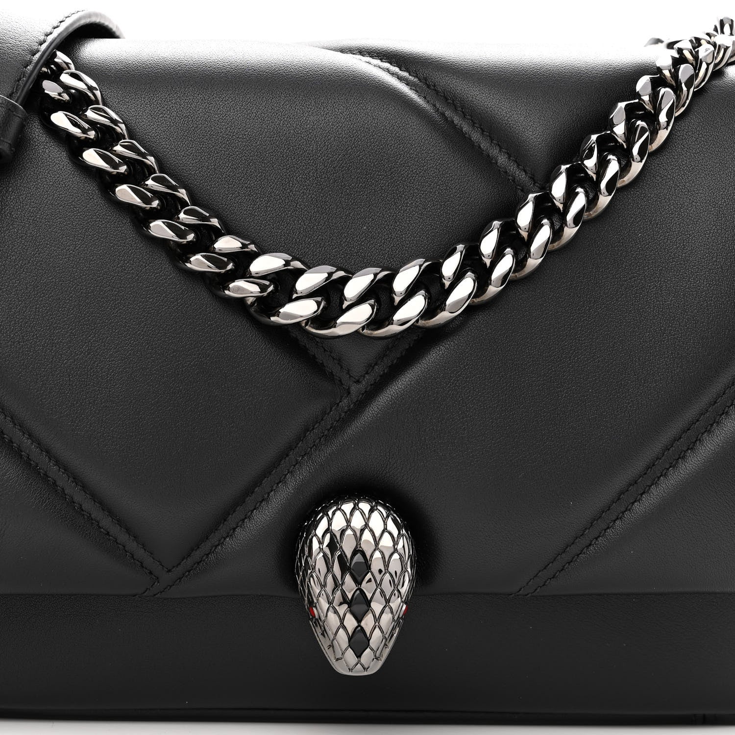 Bulgari Calfskin Matelasse Serpenti Cabochon Crossbody Bag Black 7 of 10