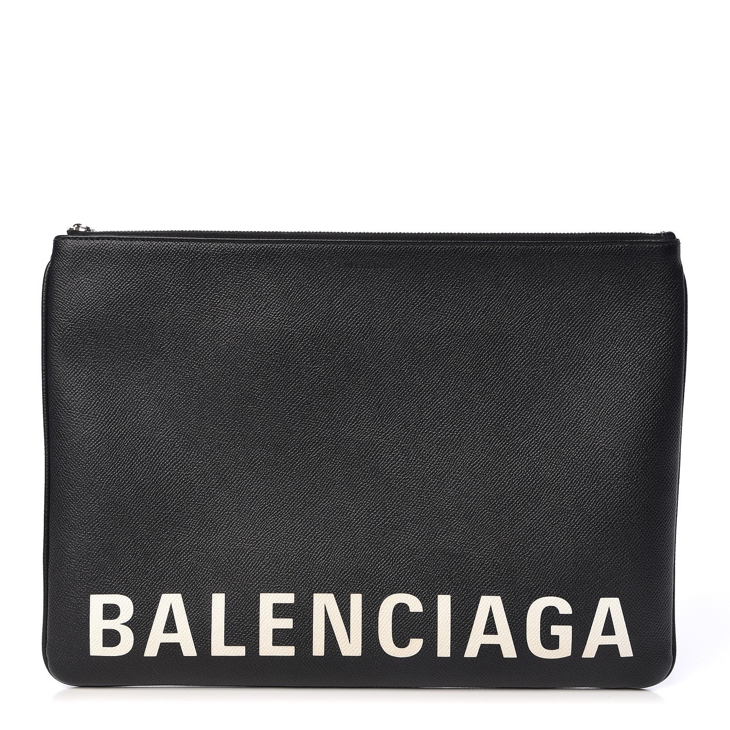Balenciaga Calfskin Ville Logo Zip Pouch Black 1 of 8