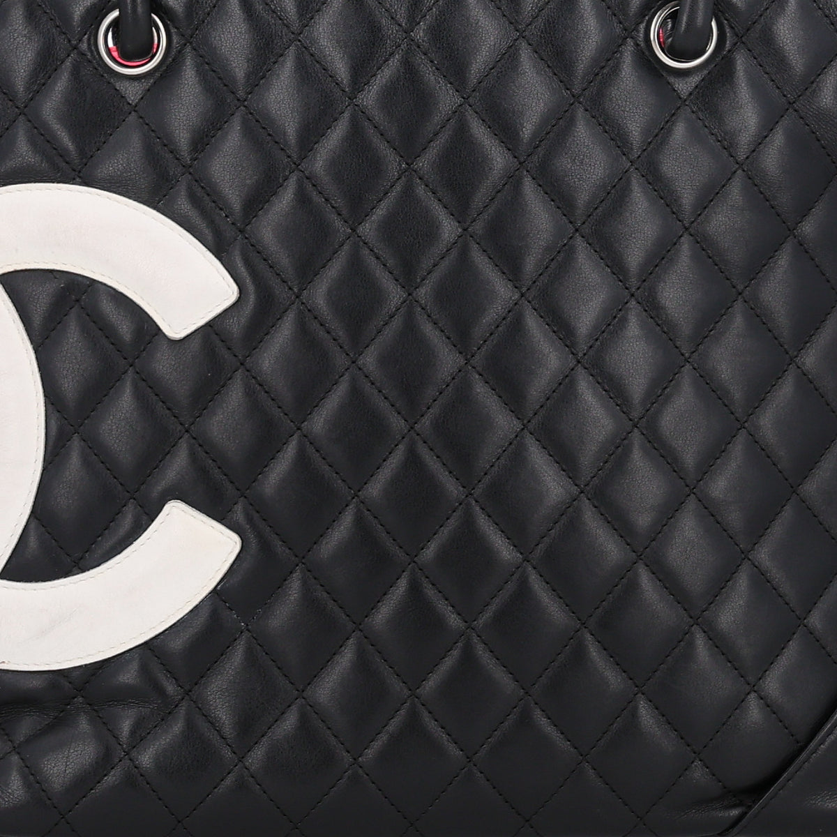Calfskin Quilted Large Cambon Tote Black White