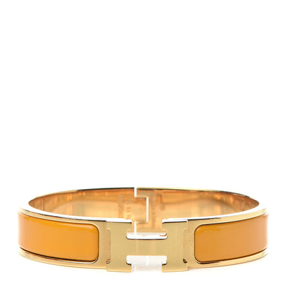 Hermes Enamel Narrow Clic Clac H Bracelet PM Jaune Madras 1 of 6