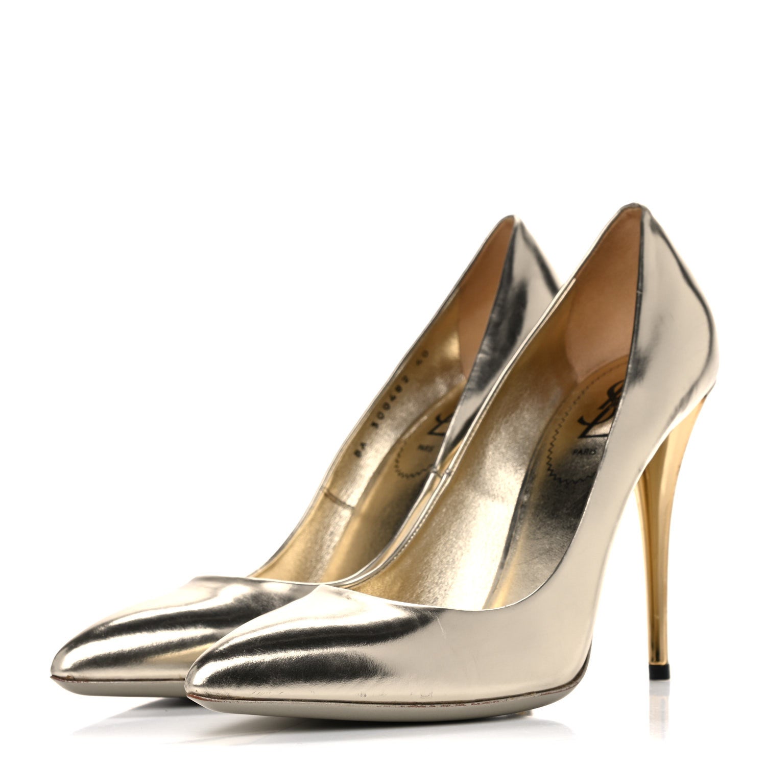 Saint Laurent Calfskin Clara Pumps 40 Gold 3 of 21