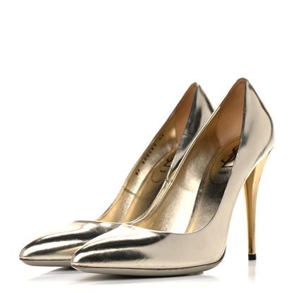 Saint Laurent Calfskin Clara Pumps 40 Gold 3 of 21