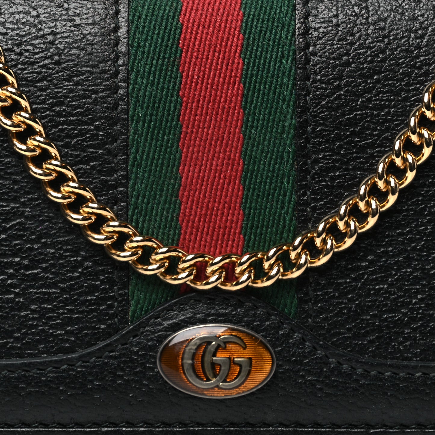 Textured Calfskin Web Ophidia Wallet On Chain Black