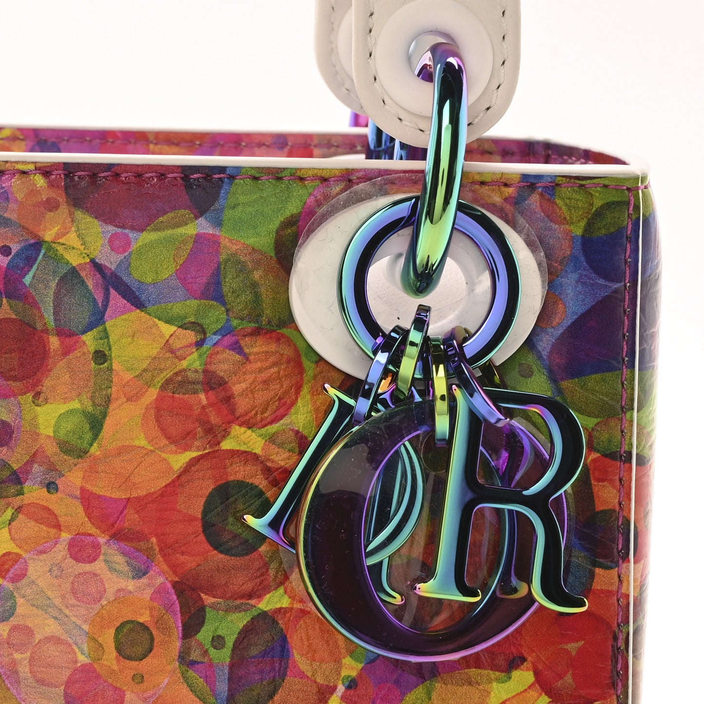 X HUANG YUXING Lambskin Printed Mini Lady Dior Art White Multicolor