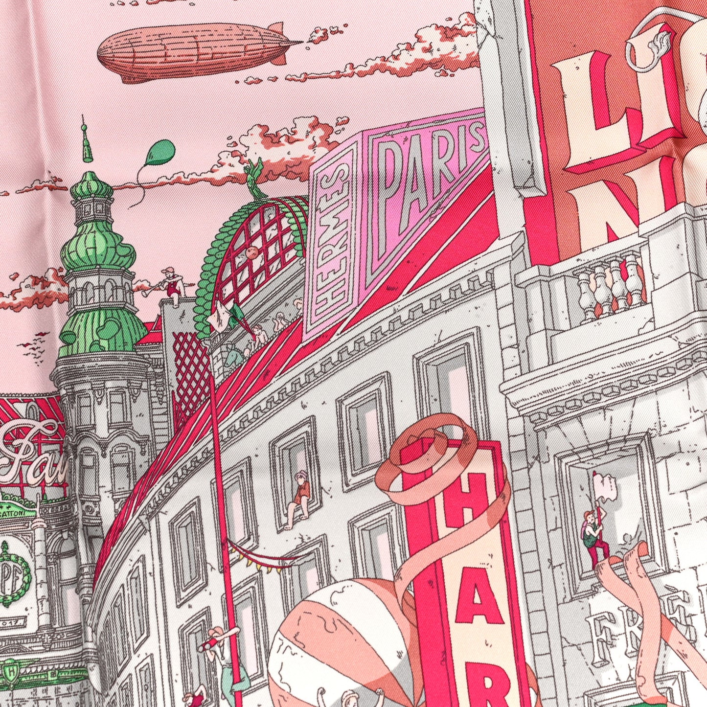 Silk Le Grand Prix Au Faubourg Scarf 90 Rose Menthol Gris Perle