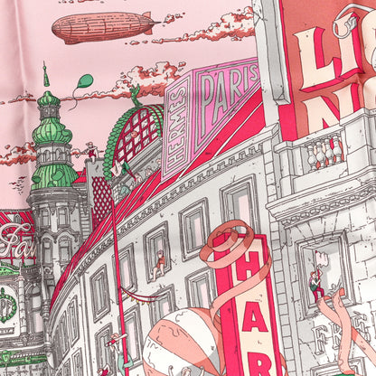Hermes Silk Le Grand Prix Au Faubourg Scarf 90 Rose Menthol Gris Perle 2 of 4