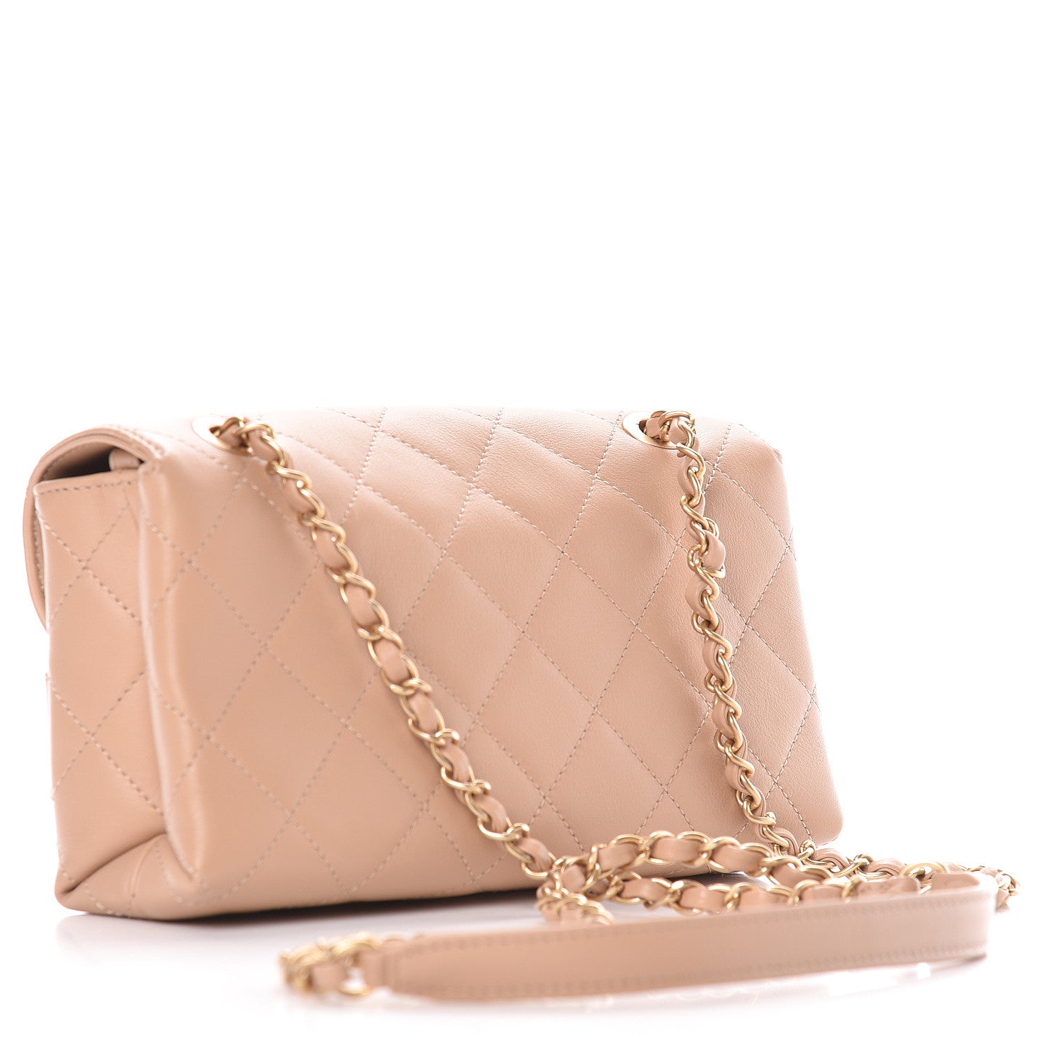 Chanel Calfskin Quilted Small Enchained Flap Beige 3 of 12