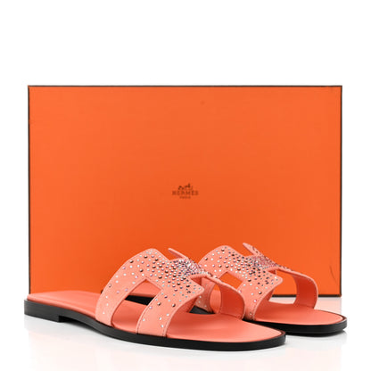 Hermes Suede Goatskin Rhinestone Oran Sandals 40 40 Orange Joey 9 of 9