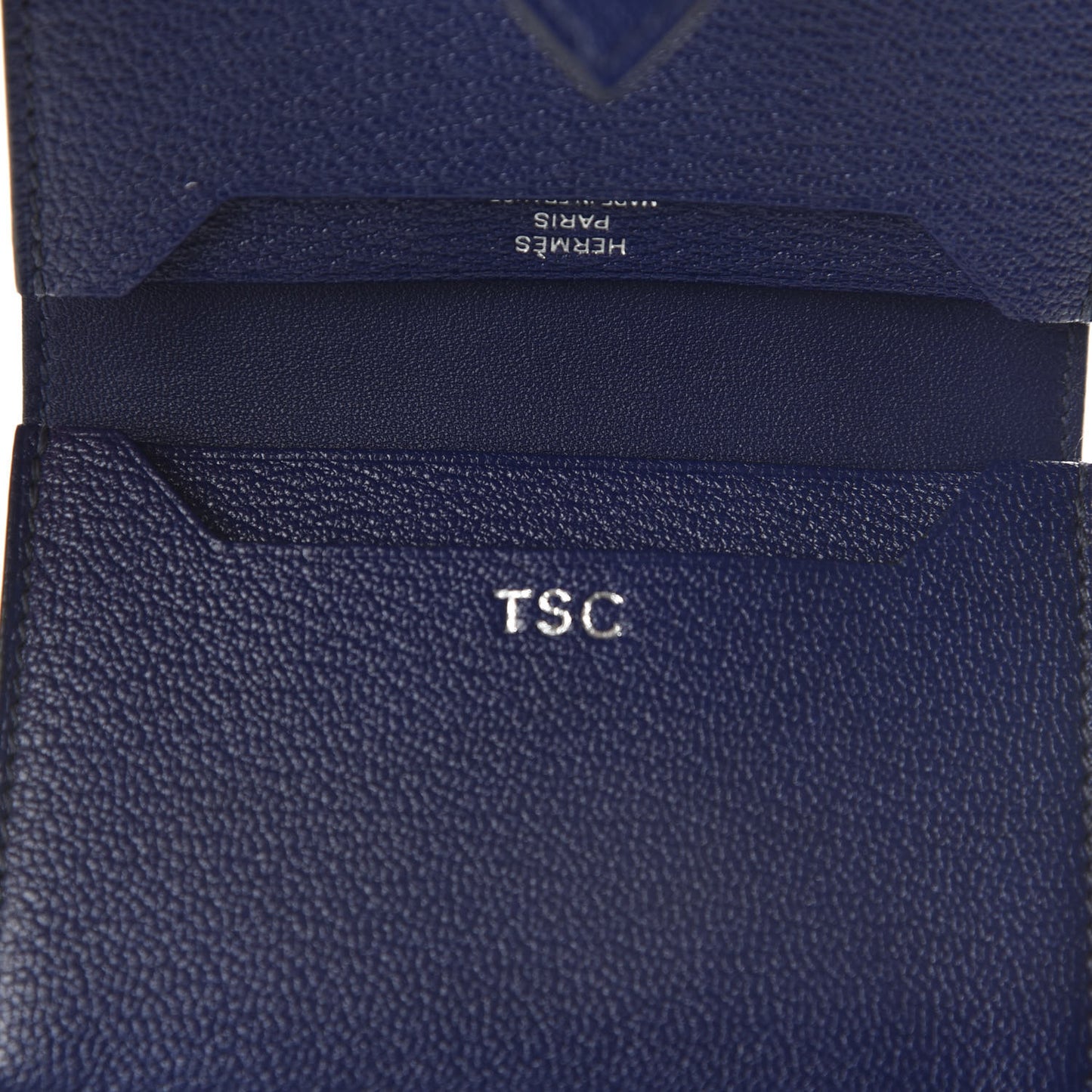 Chevre Mysore Bearn Card Holder Wallet Bleu Encre