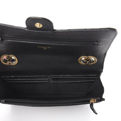 Chanel Patent Goatskin Quilted CC Eyelet Wallet On Chain WOC Black 4 of 9
