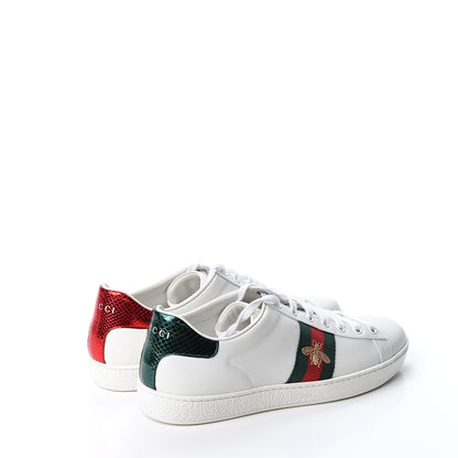 Gucci Calfskin Ayers Bee Embroidered Womens Ace Sneakers 40 White Green 4 of 9