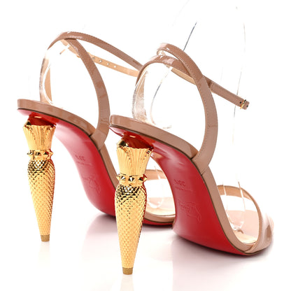 Christian Louboutin Patent Galva Lipqueen 100 Sandals 38.5 Nude Gold 4 of 7