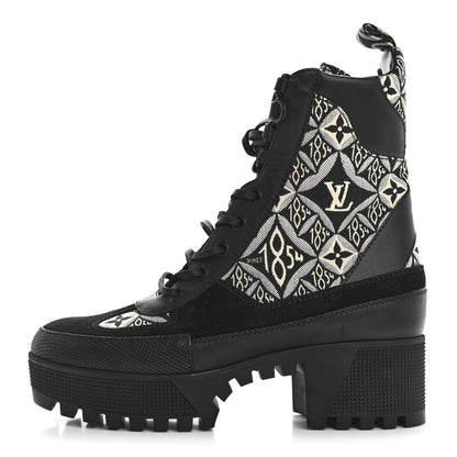Louis Vuitton Suede Calfskin Jacquard Since 1854 Laureate Platform Desert Boots 37 Black 1 of 10