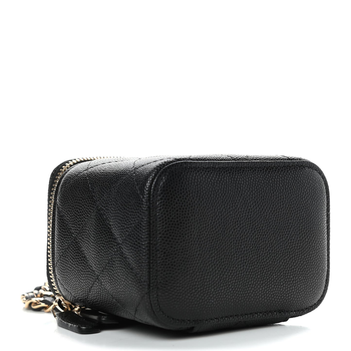 Caviar Quilted Mini Vanity Case With Chain Black
