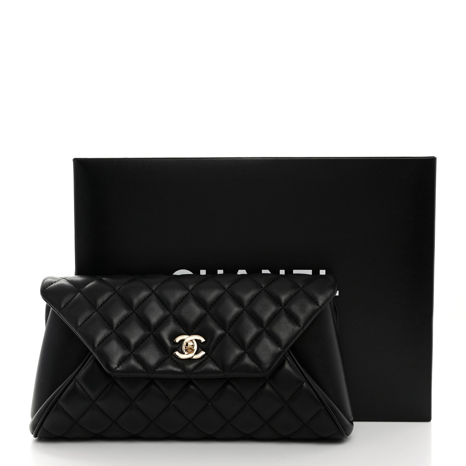 Chanel Lambskin Quilted Fold Up Again Clutch Black 8 of 8