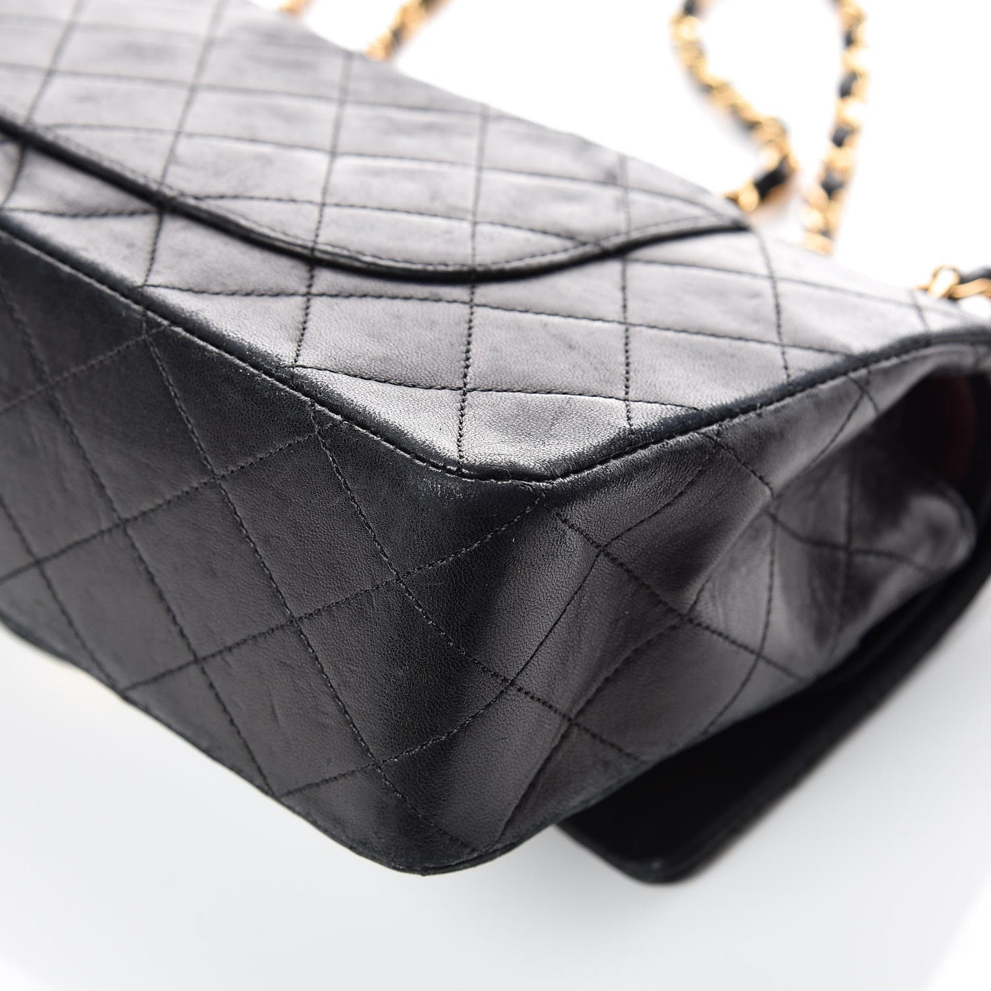 Lambskin Quilted Medium Double Flap Black
