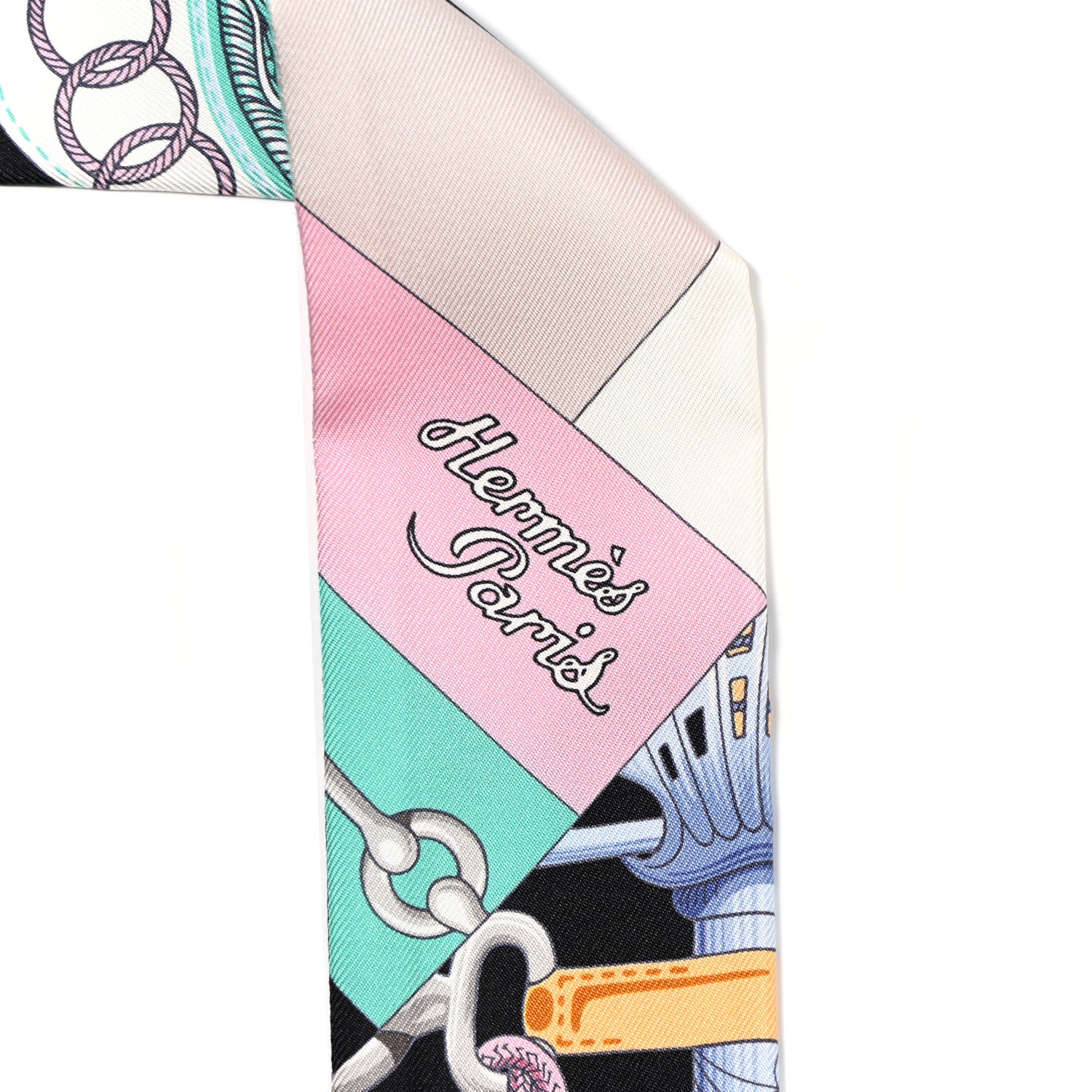 Hermes Silk Cliquetis Twilly Black Rose Menthol 2 of 7