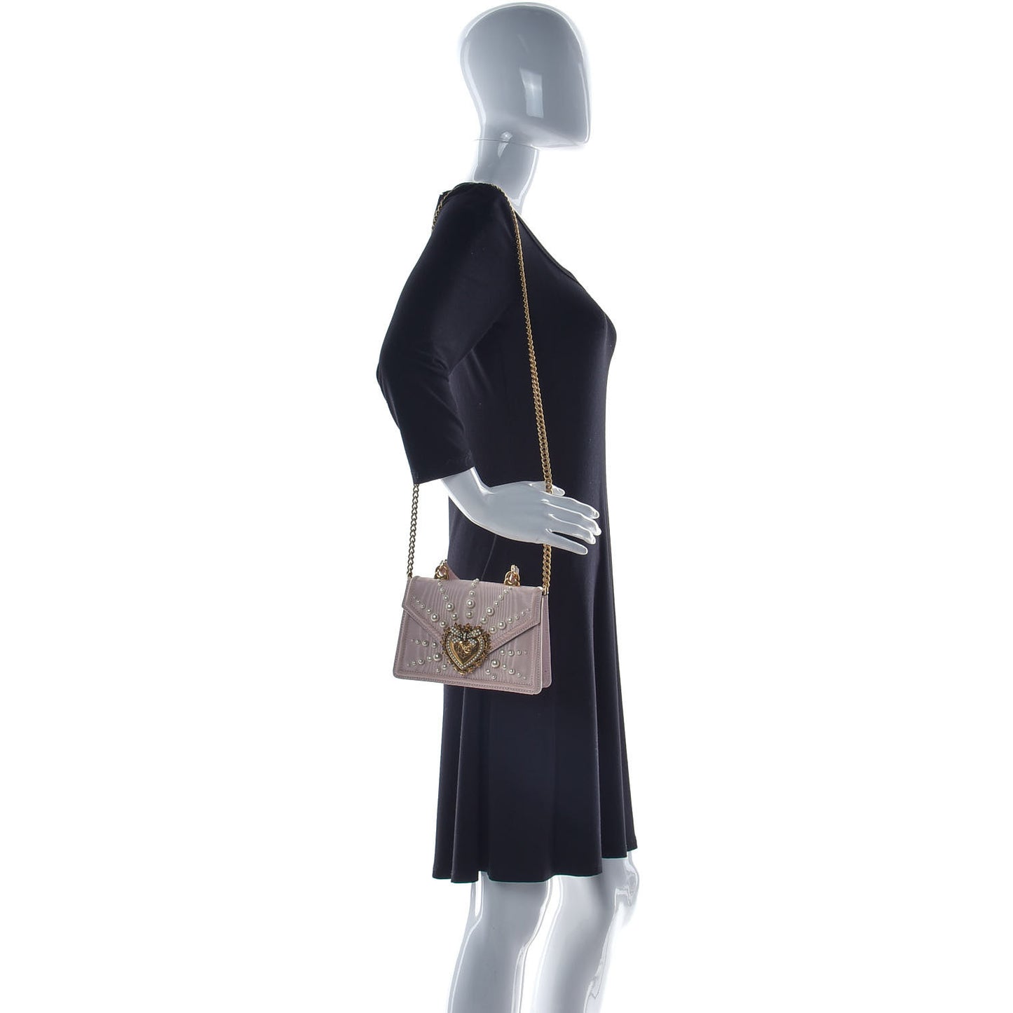 Moire Pearl Embellished Small Devotion Top Handle Bag Pink