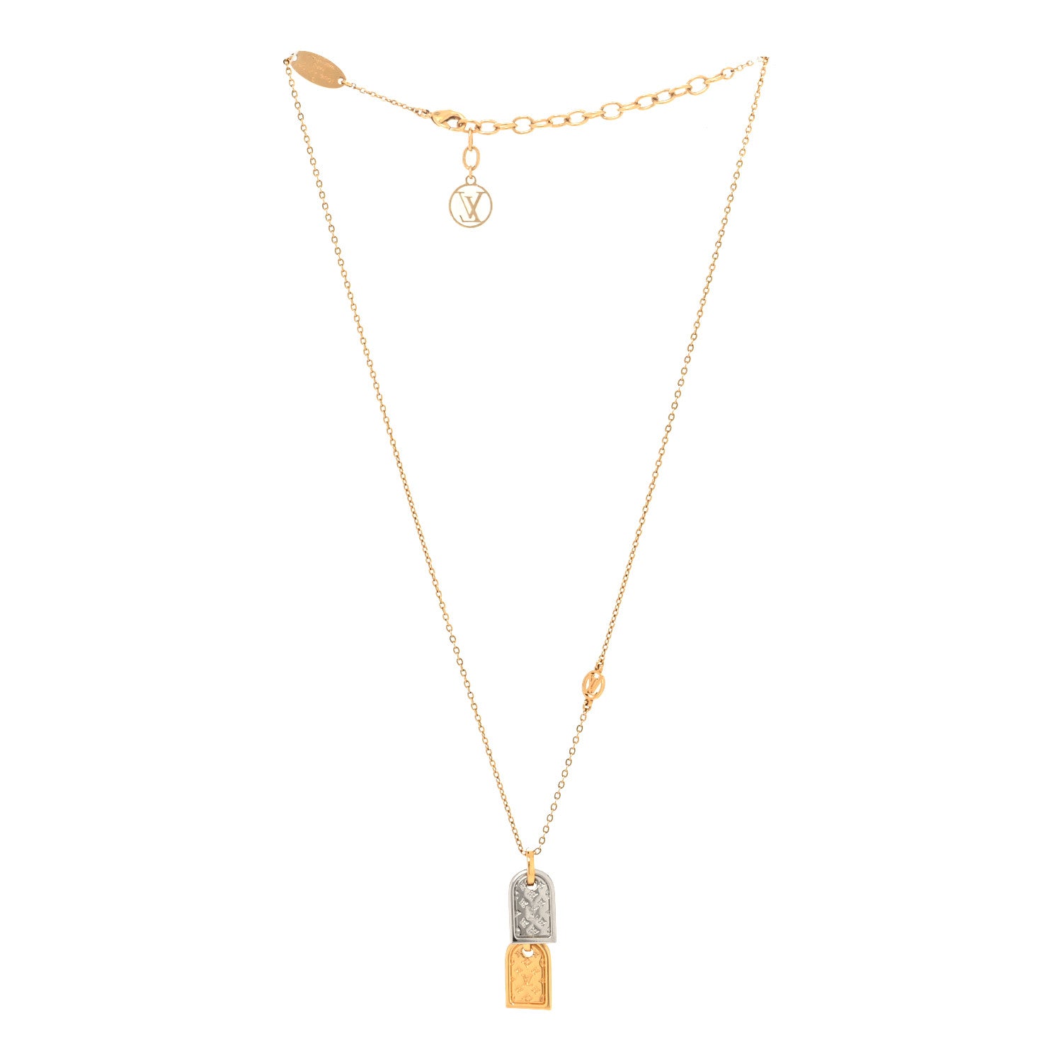 Louis Vuitton Nanogram Name Tag Necklace Gold 3 of 7