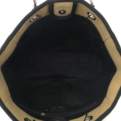 Chanel Canvas Small Deauville Tote Beige Black 5 of 13