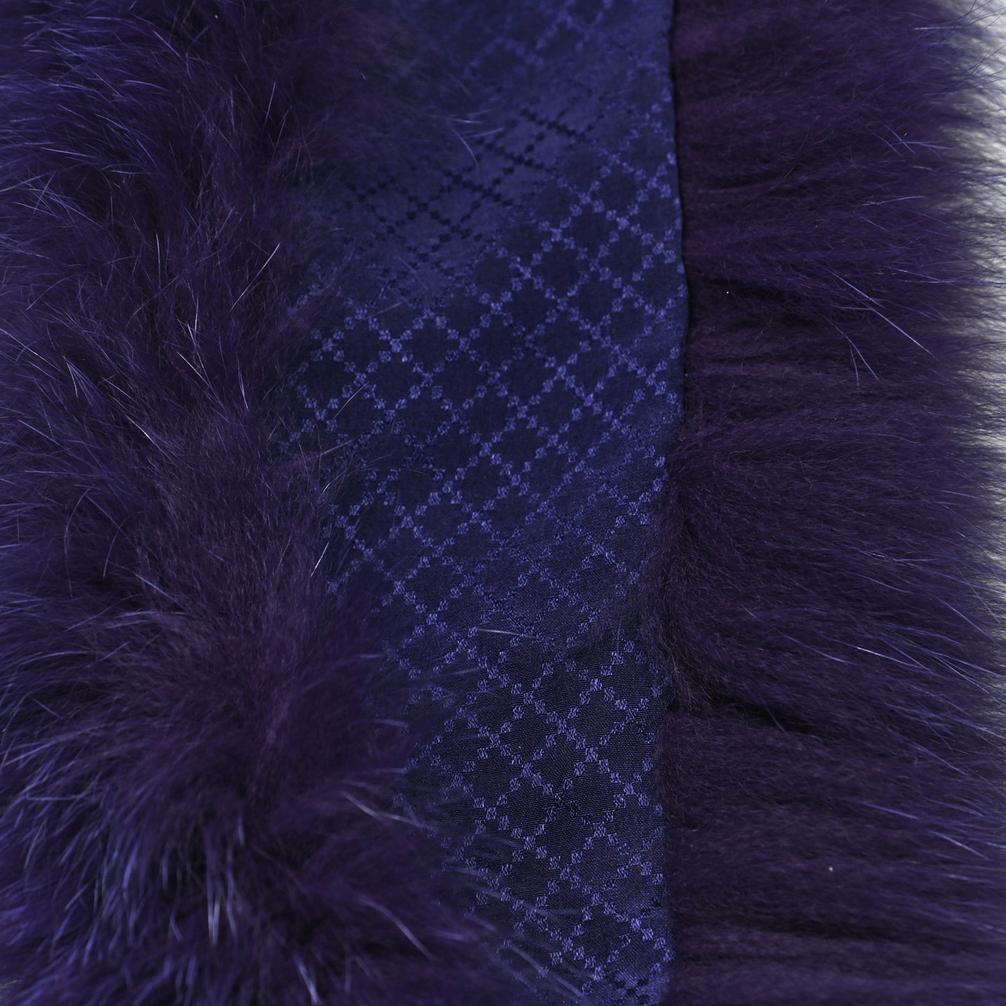 Silk Fox Fur Panel Scarf Purple