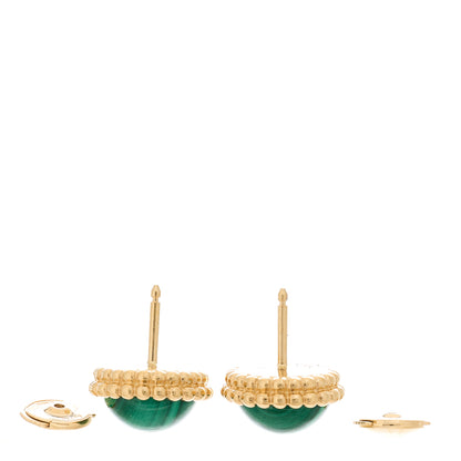 Van Cleef & Arpels 18K Yellow Gold Malachite Perlee Couleurs Earrings 3 of 5