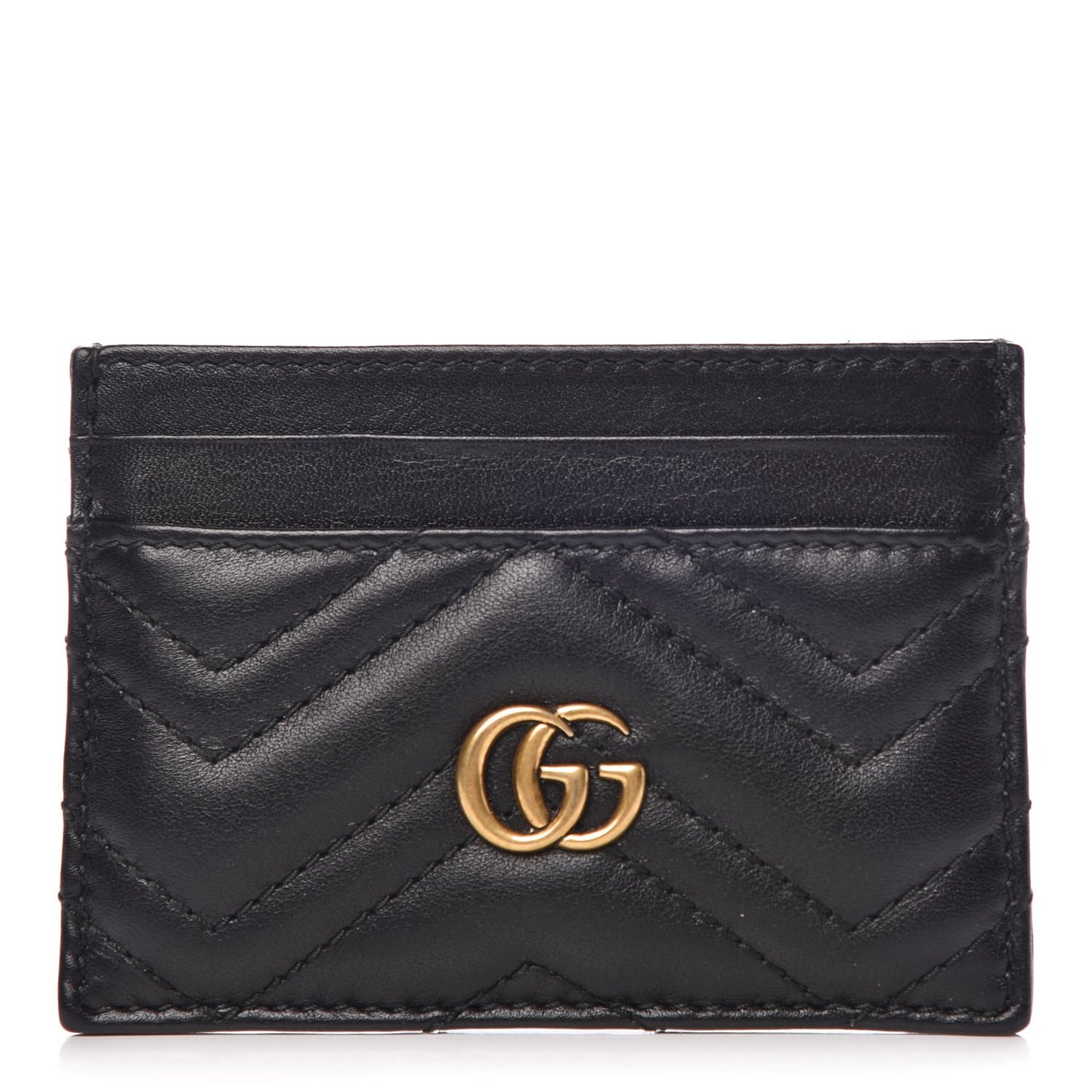 Calfskin Matelasse GG Marmont Card Holder Black