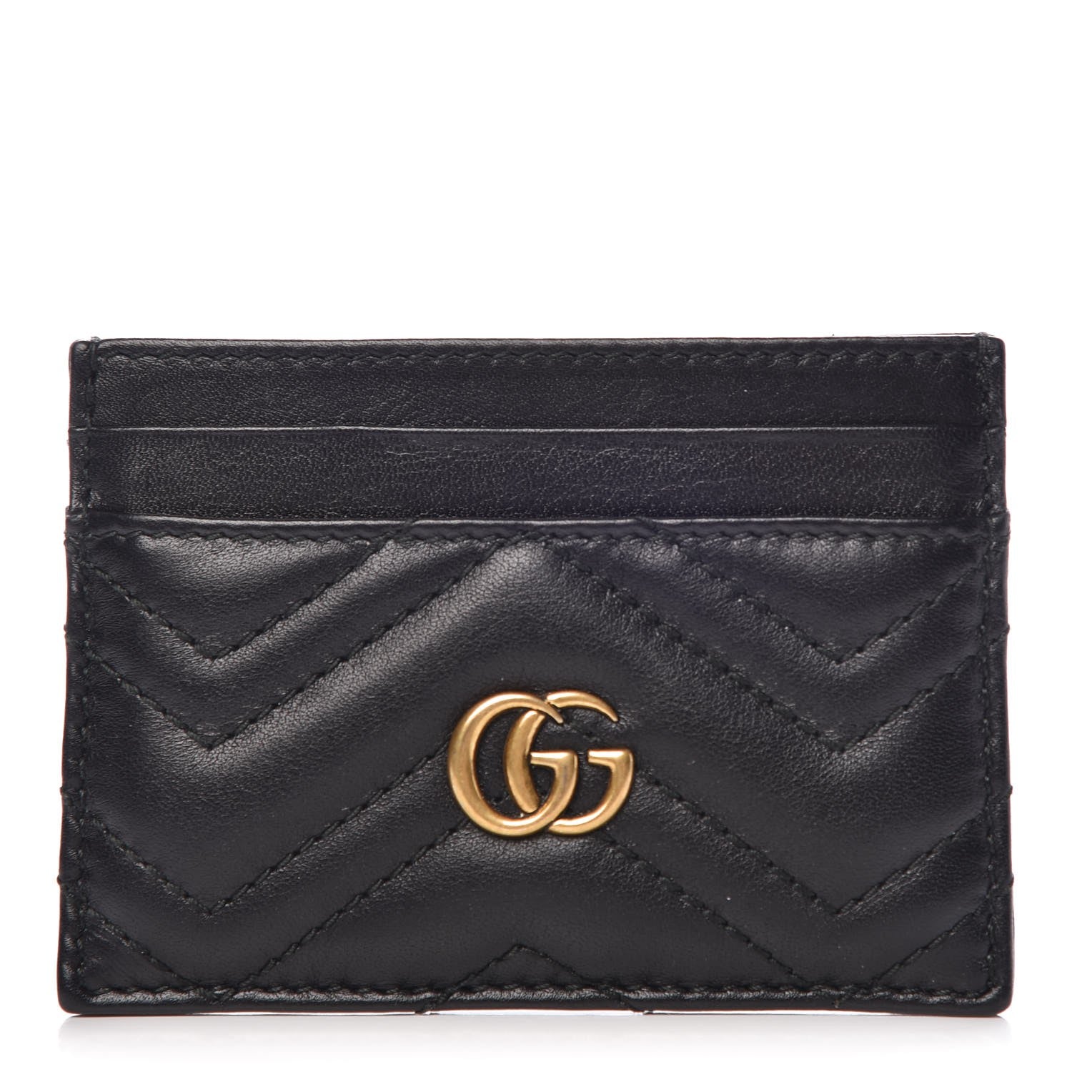 Gucci Calfskin Matelasse GG Marmont Card Holder Black 1 of 7
