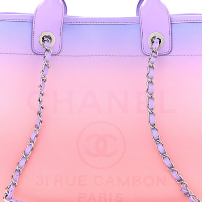 Chanel Shaded Calfskin Small Deauville Tote Light Purple Pink Coral 9 of 12