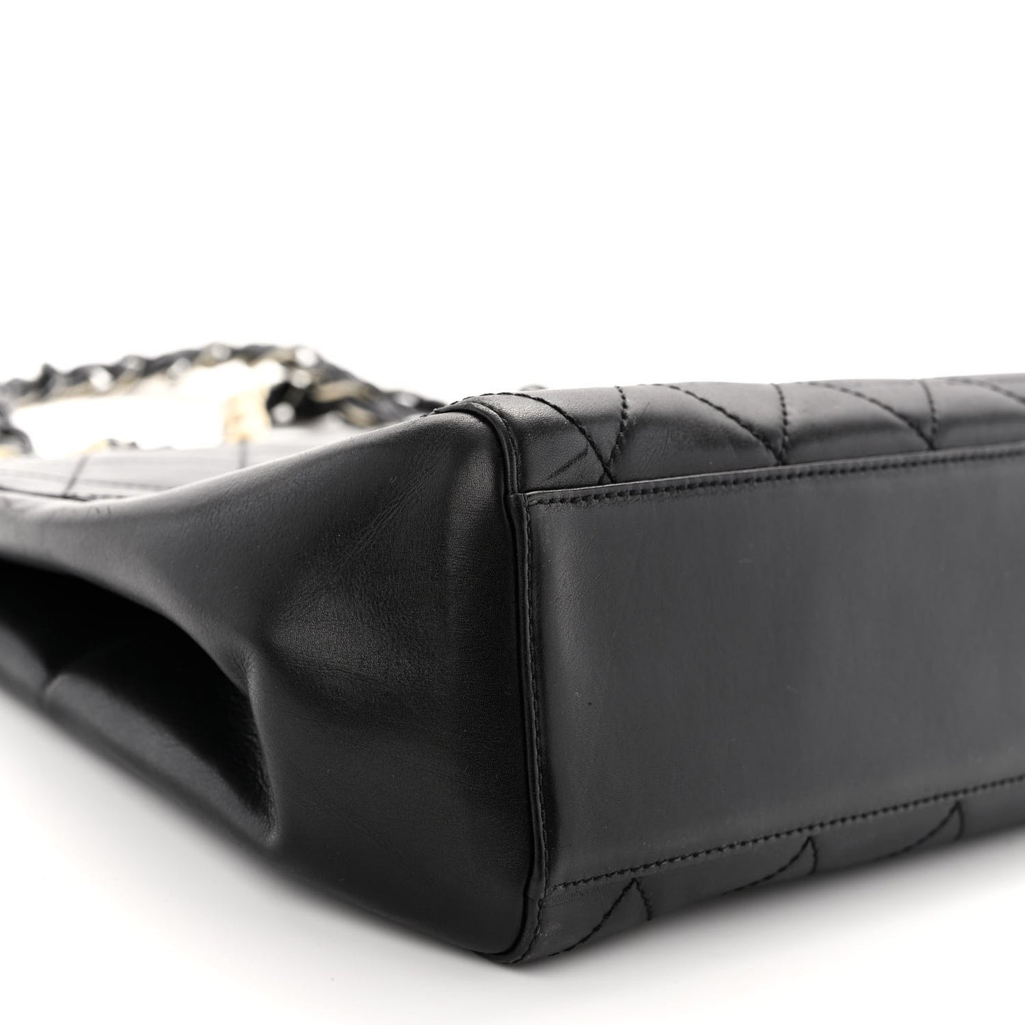 Lambskin Bekko Chain Large Shoulder Bag Black