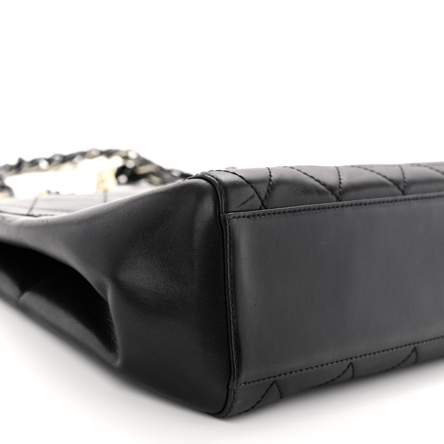 Chanel Lambskin Bekko Chain Large Shoulder Bag Black 10 of 11