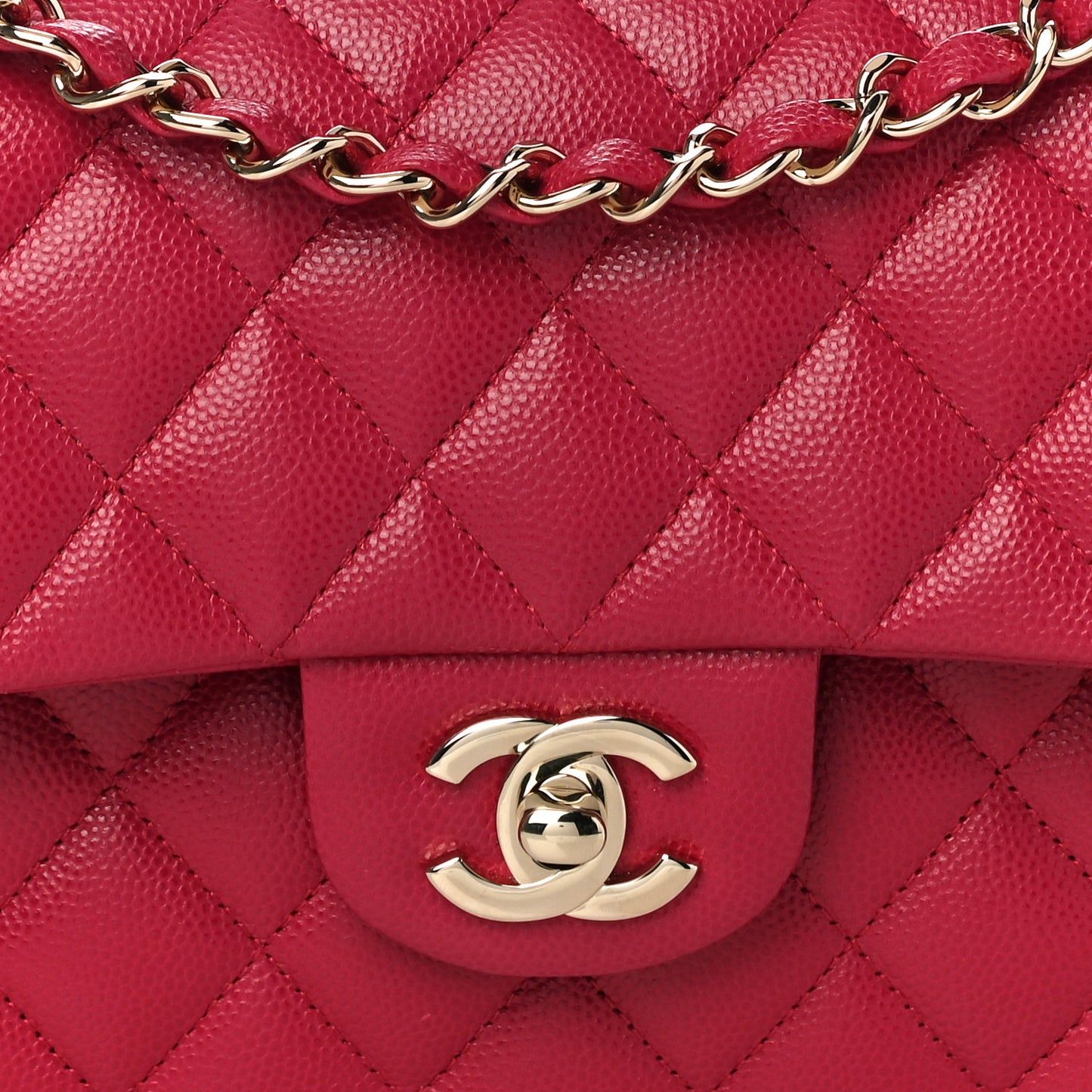Caviar Quilted Small Double Flap Dark Pink