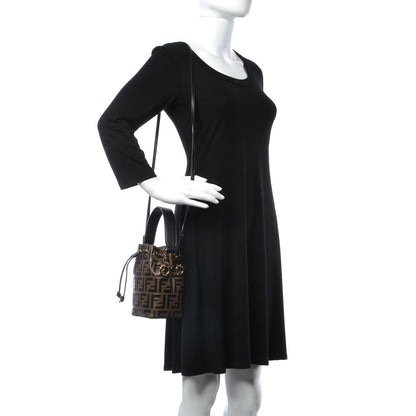 Fendi Vitello Liberty F is Fendi Bi-Color FF 1974 Embossed Mini Mon Tresor Bucket Bag Maya Black 3 of 8