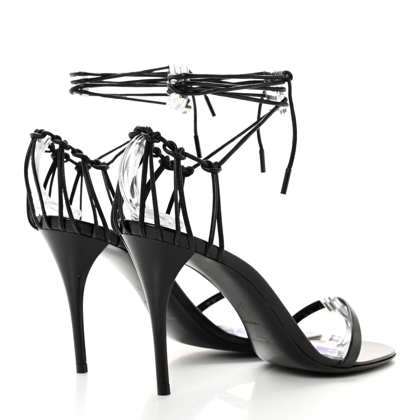 Calfskin Lexi 90 Ankle Strap Sandals 36 Black