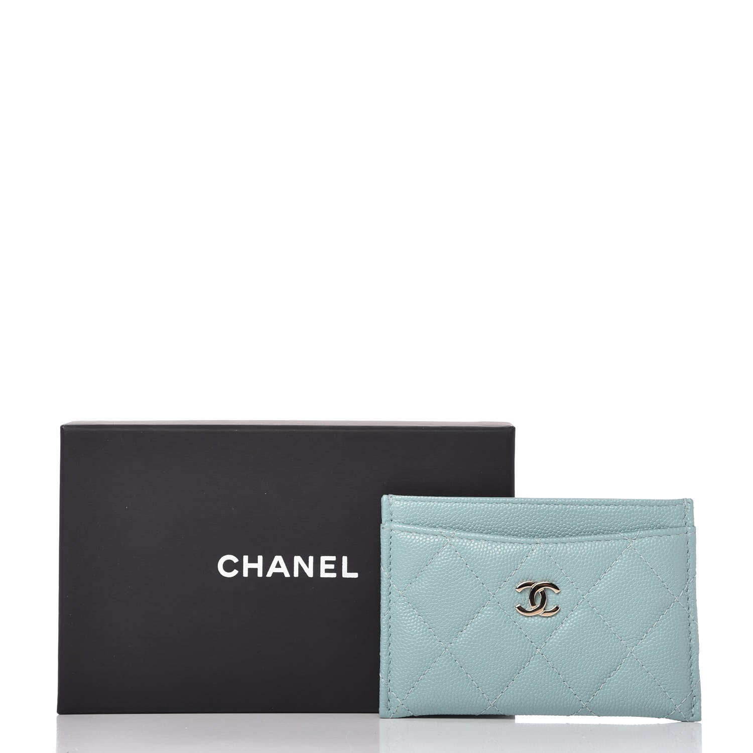 Chanel Caviar Quilted Card Holder Light Blue 9 of 9