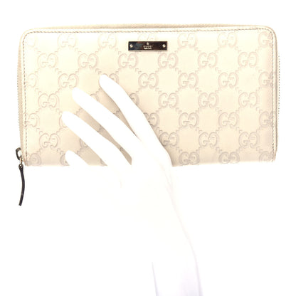 Gucci Guccissima Metal Bar Zip Around Organizer Wallet White 2 of 8