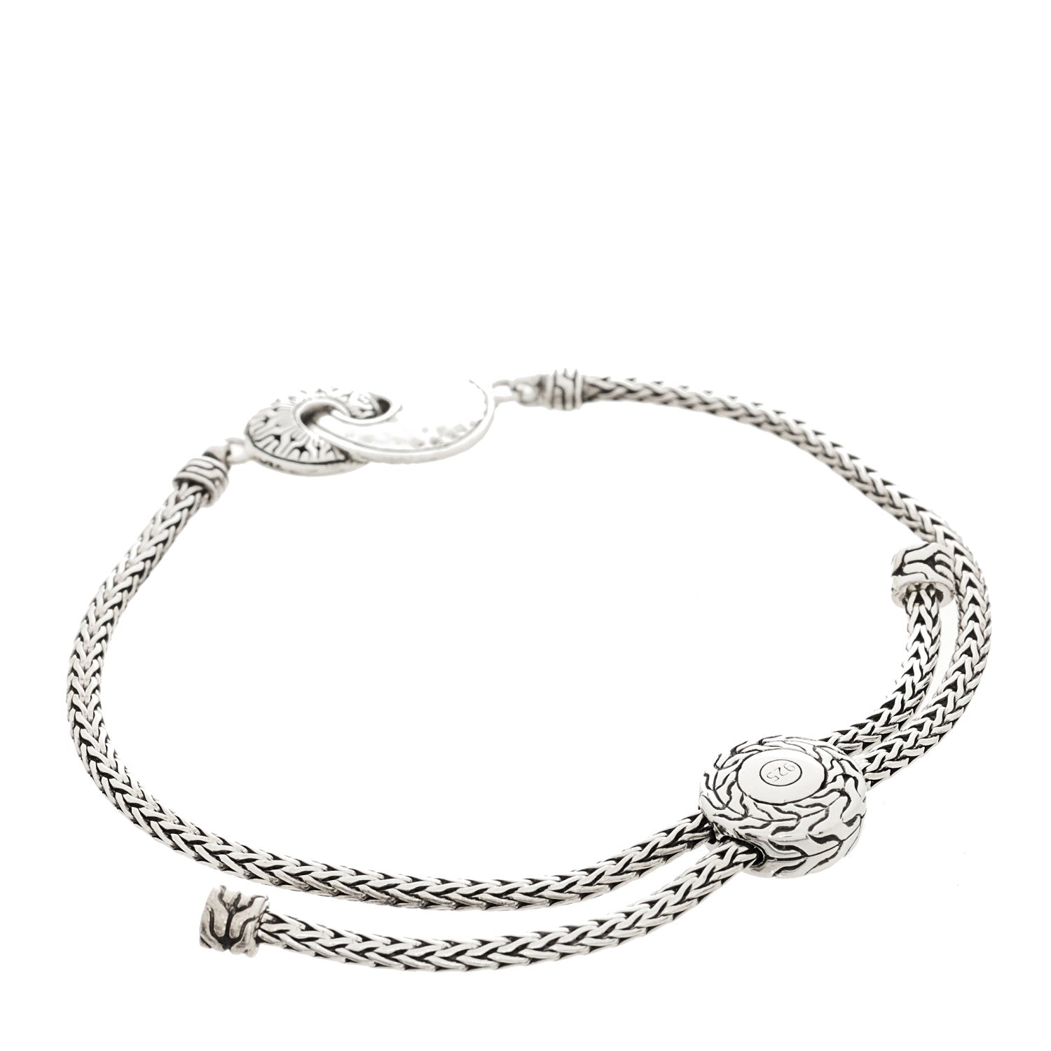 John Hardy Sterling Silver Black Sapphire Black Spinel Intertwined Disc Bolo Classic Chain Bracelet 2 of 4