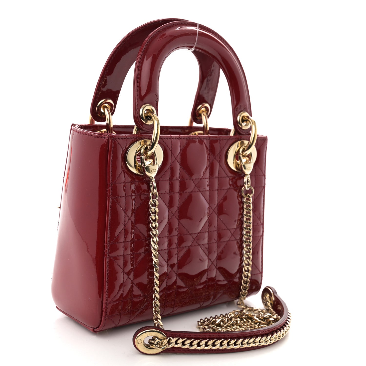 Christian Dior Patent Cannage Mini Lady Dior Red 3 of 11