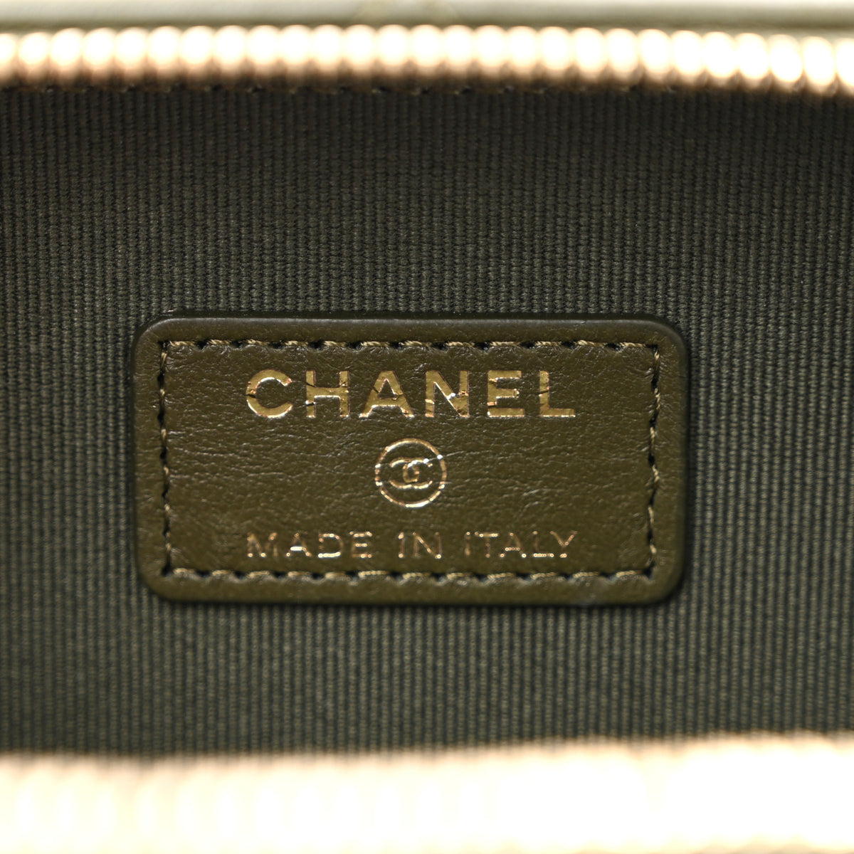 Chanel Lambskin Quilted Mini Chain Top Handle Vanity Case Dark Khaki 7 of 13