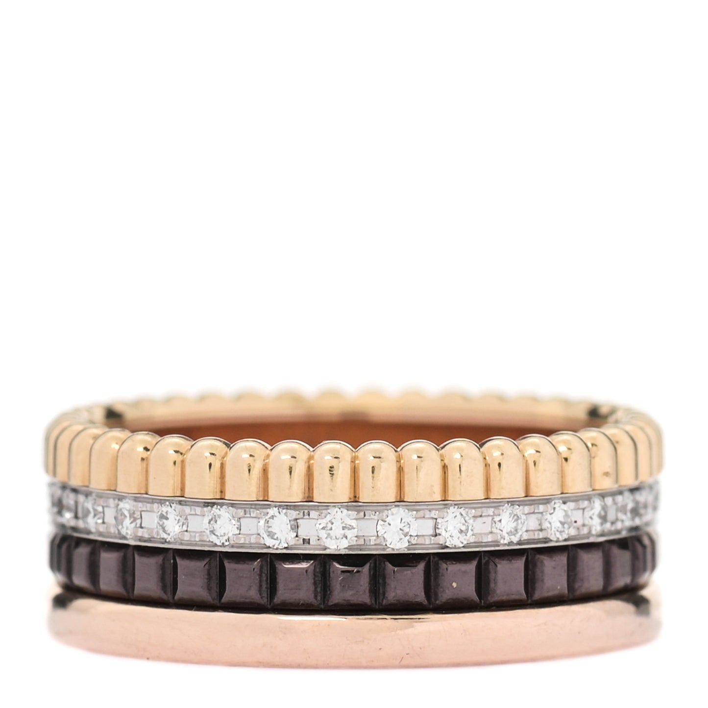 18K Pink Yellow White Gold PVD Diamond Small Quatre Classique Ring 49 5