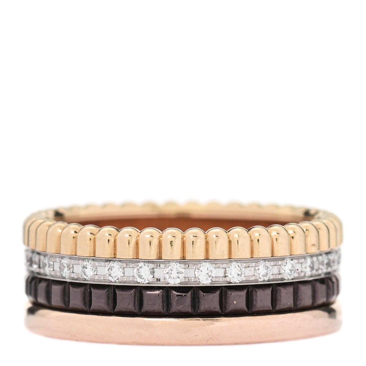 Boucheron 18K Pink Yellow White Gold PVD Diamond Small Quatre Classique Ring 49 5 1 of 6