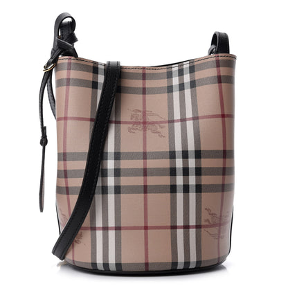 Burberry Haymarket Check Colours Small Lorne Bucket Crossbody Black 1 of 9