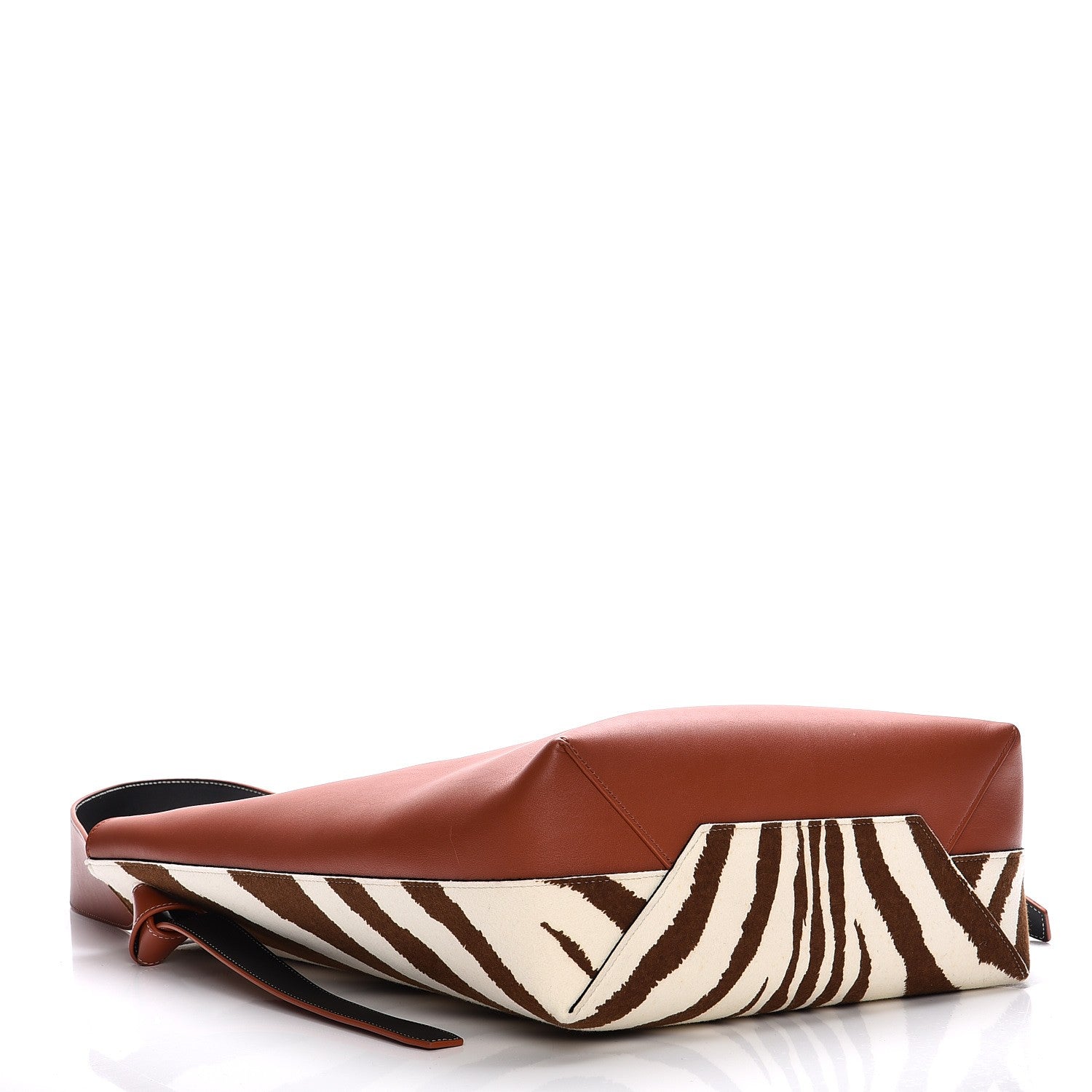 Celine Shiny Smooth Calfskin Zebra Printed Calf Hair Small Twisted Cabas Chalk Brick 4 of 11