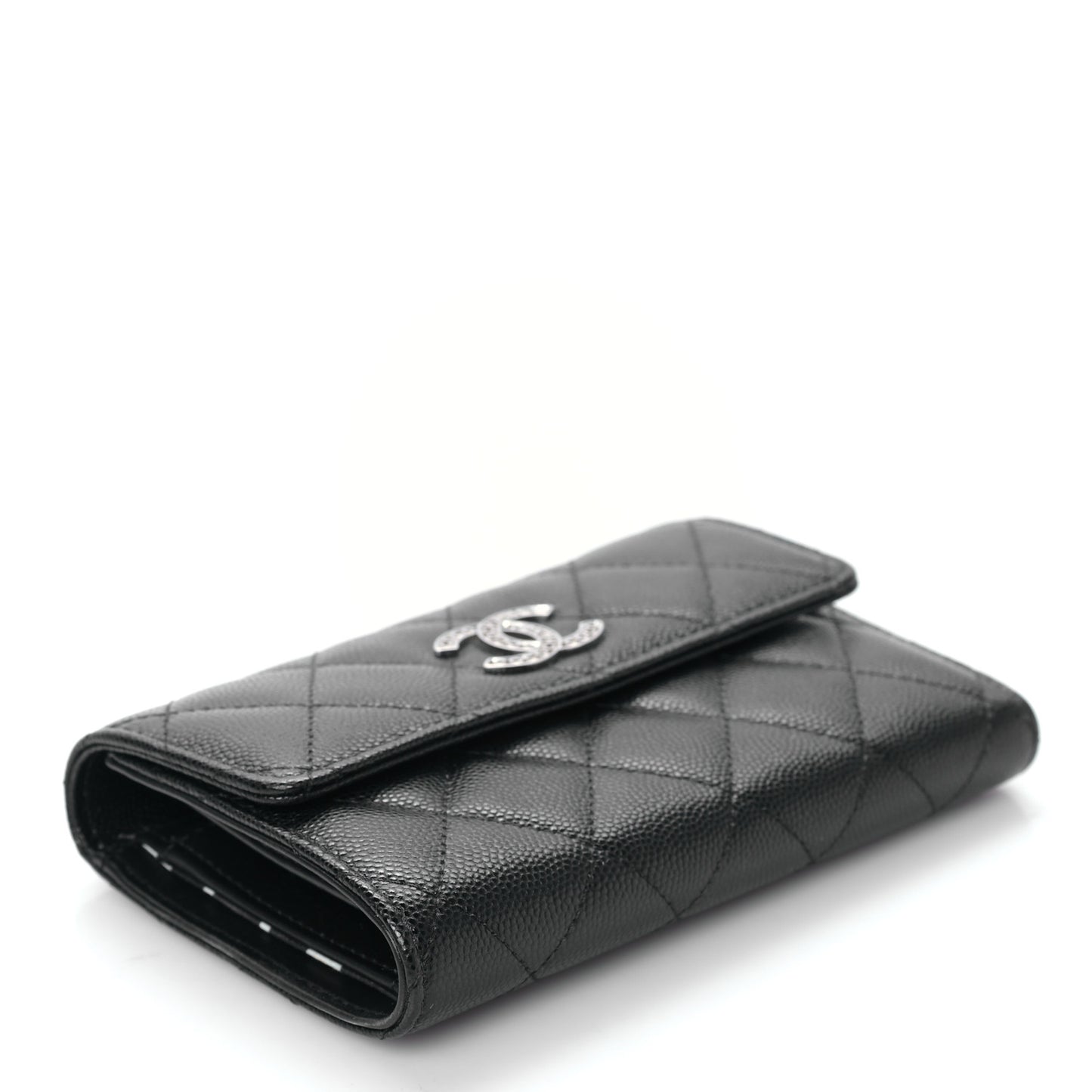 Caviar Quilted Coco Chanel CC Medium Flap Wallet Black