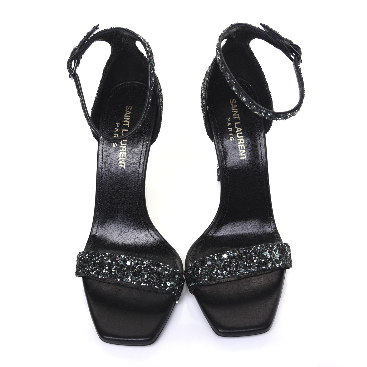 Saint Laurent Glitter Amber 105 Ankle Strap Sandals 35.5 Black 5 of 10