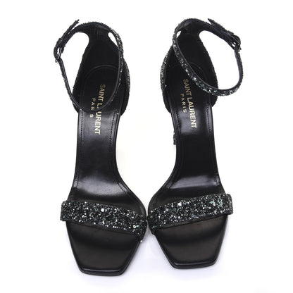 Saint Laurent Glitter Amber 105 Ankle Strap Sandals 35.5 Black 5 of 10