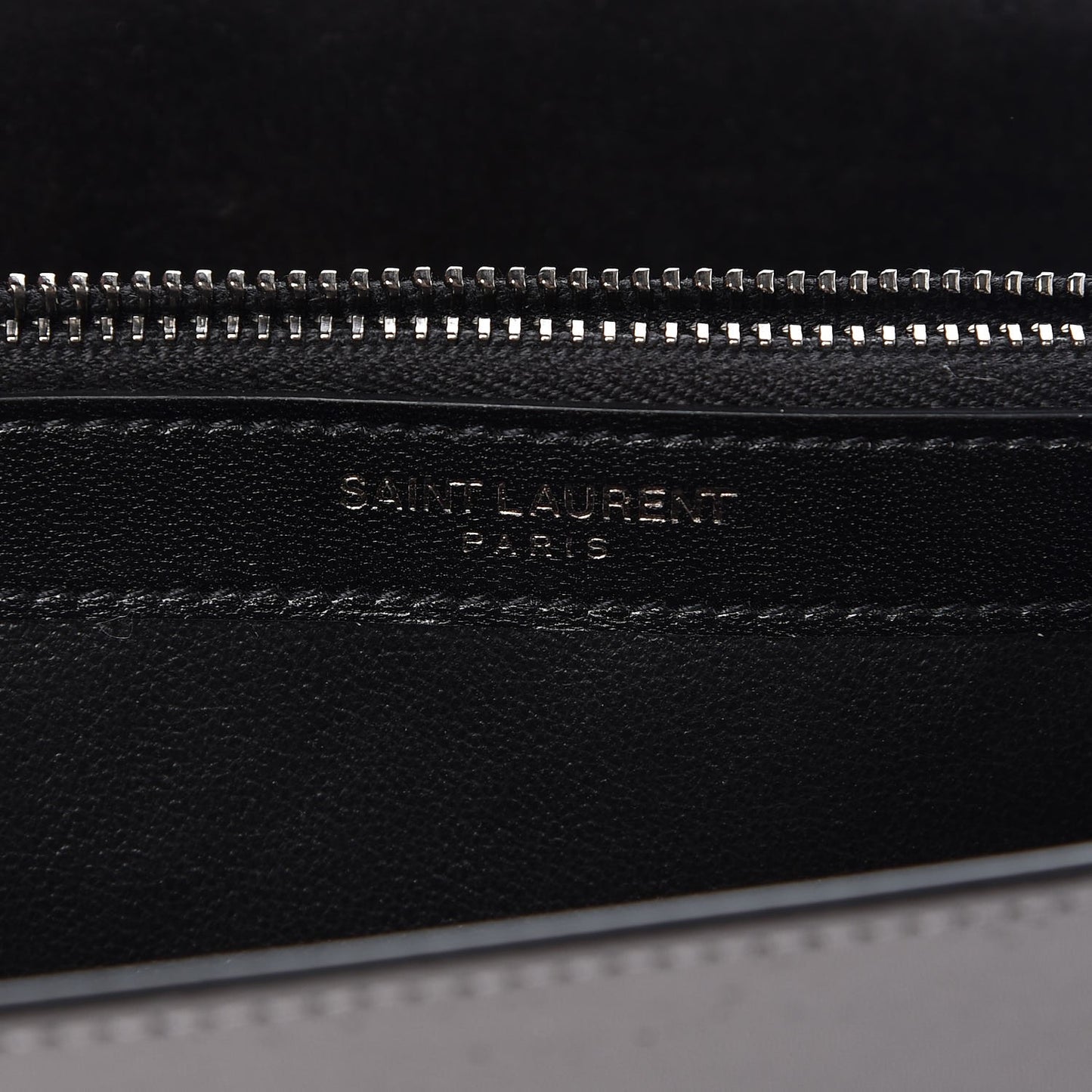 Metallic Crackled Calfskin Monogram Chain Wallet Acciaio Nero